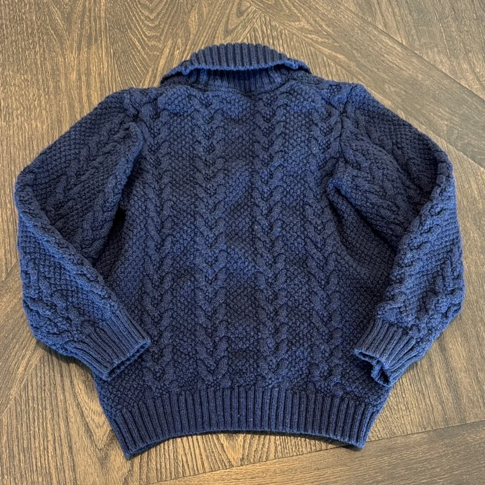 Janie and Jack Navy Cable Knit Shawl Collar Cardigan